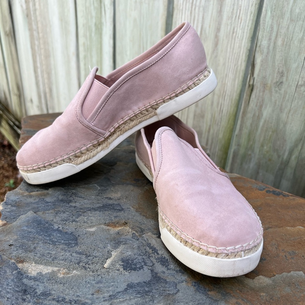 VINCE CAMUTO TAMBIE PINK LEATHER SUEDE SLIP ON ESPADRILLES SIZE 8 1/2
